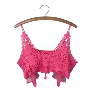 Davi & Dani Vibrant Pink Lace Bralette Size 2XL Vacation Trendy Sexy Travel